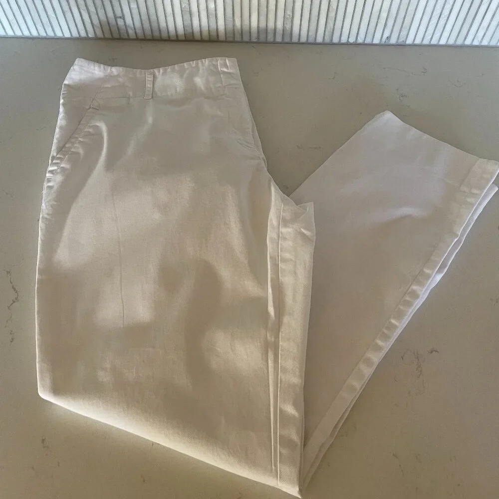 Laundry by Shelli Segal White Cotton Pants with‎ Back Pockets, Size 14